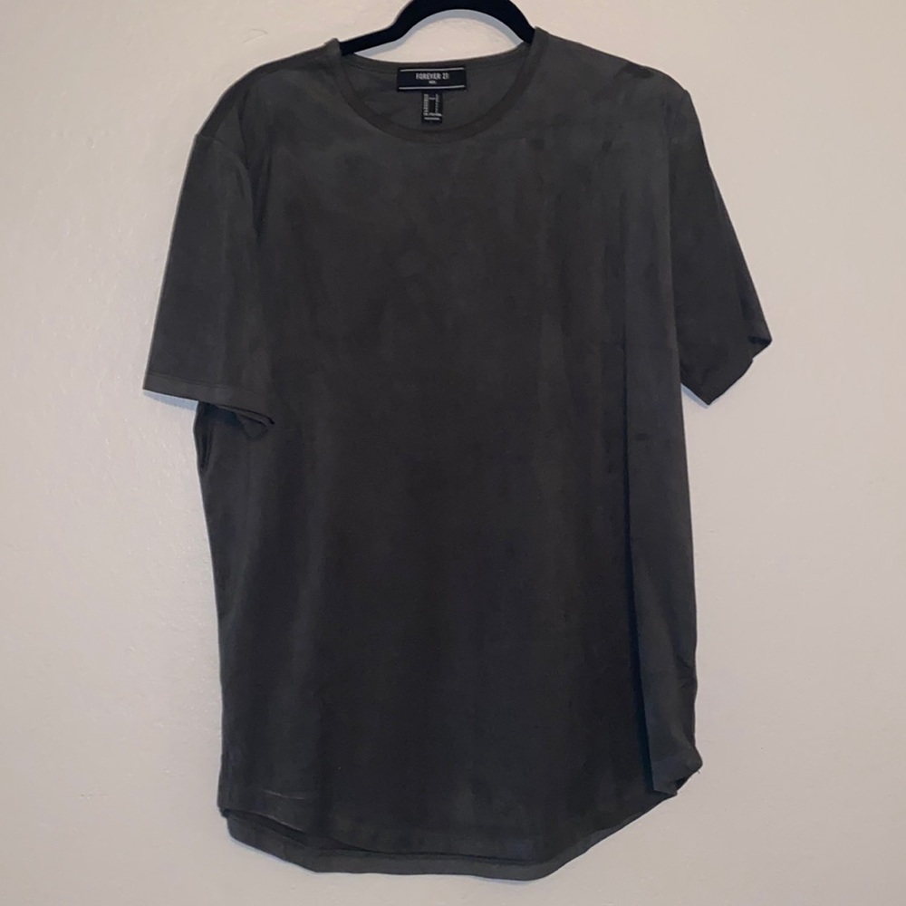 Wore once, men’s velvet like top, olive green color